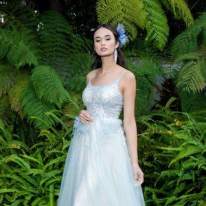 NEW LONG OFF SHOULDER SLEEVELESS A-LINE DRESS EMBROIDERED WITH SEQUINS GL1924